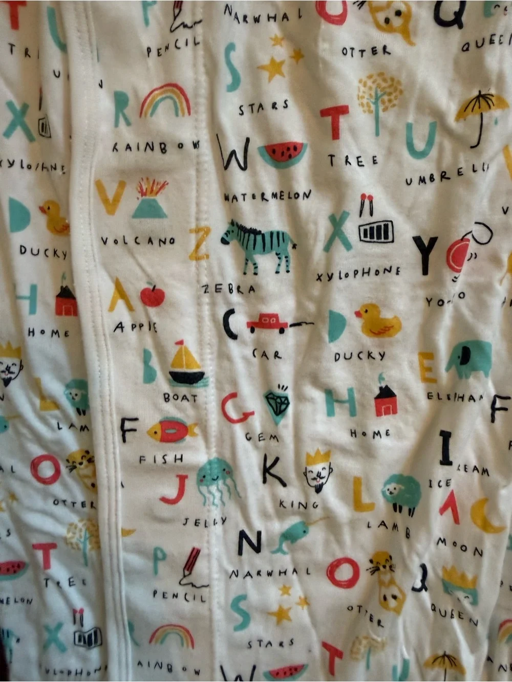 Kids Alphabet Sleep Gown - Cream with Multicolor Prints